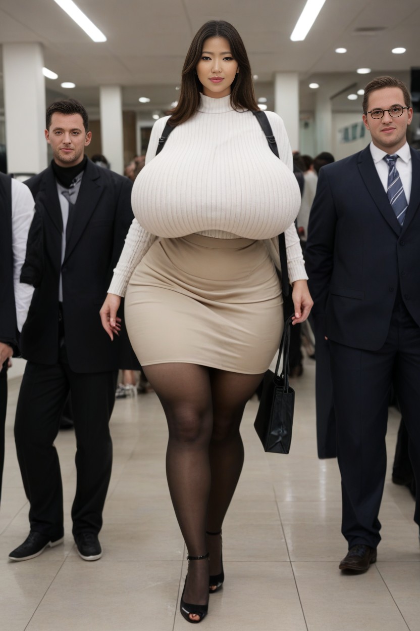 Extreme Hyper Breasts, Gigantic Breasts Reaches The Thighs, 1 Person AI Porn