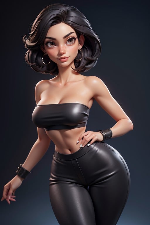 Black Hair Bob, Strapless Top, Sex Hips AI Porn