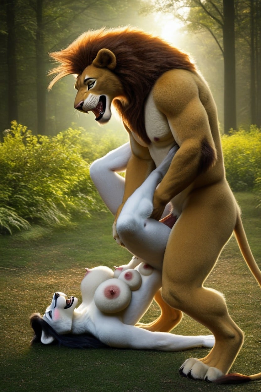 Fucked From Behind Hard, Alot Of Cum, Side View Furry AI Porn