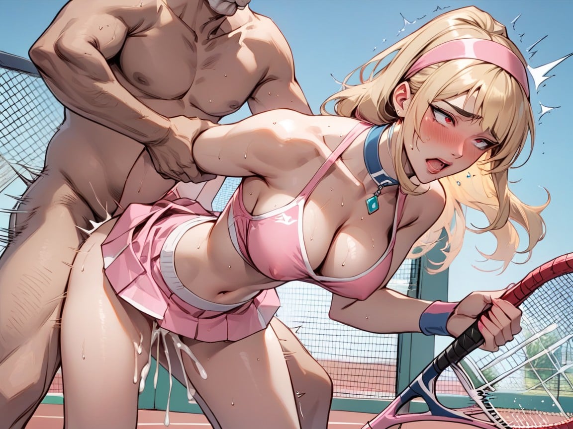 Red Eyes, Rosy Cheeks, Tennis Court Furry AI Porn