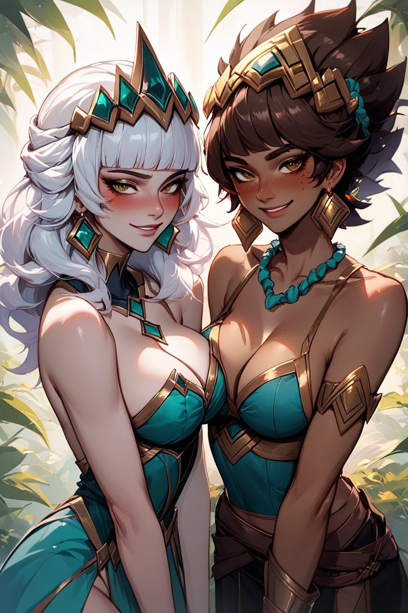 Taliyah And Qiyana Standing Close Together, People, 장난스런 얼굴AI 포르노