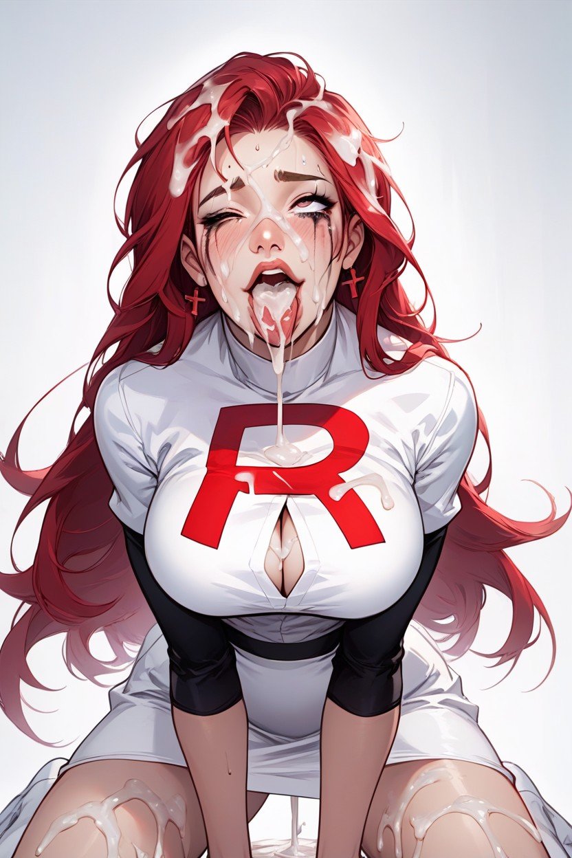 Drinking Cum, Ahegao, Excessive Cum In Mouth Hentai IA pornografia