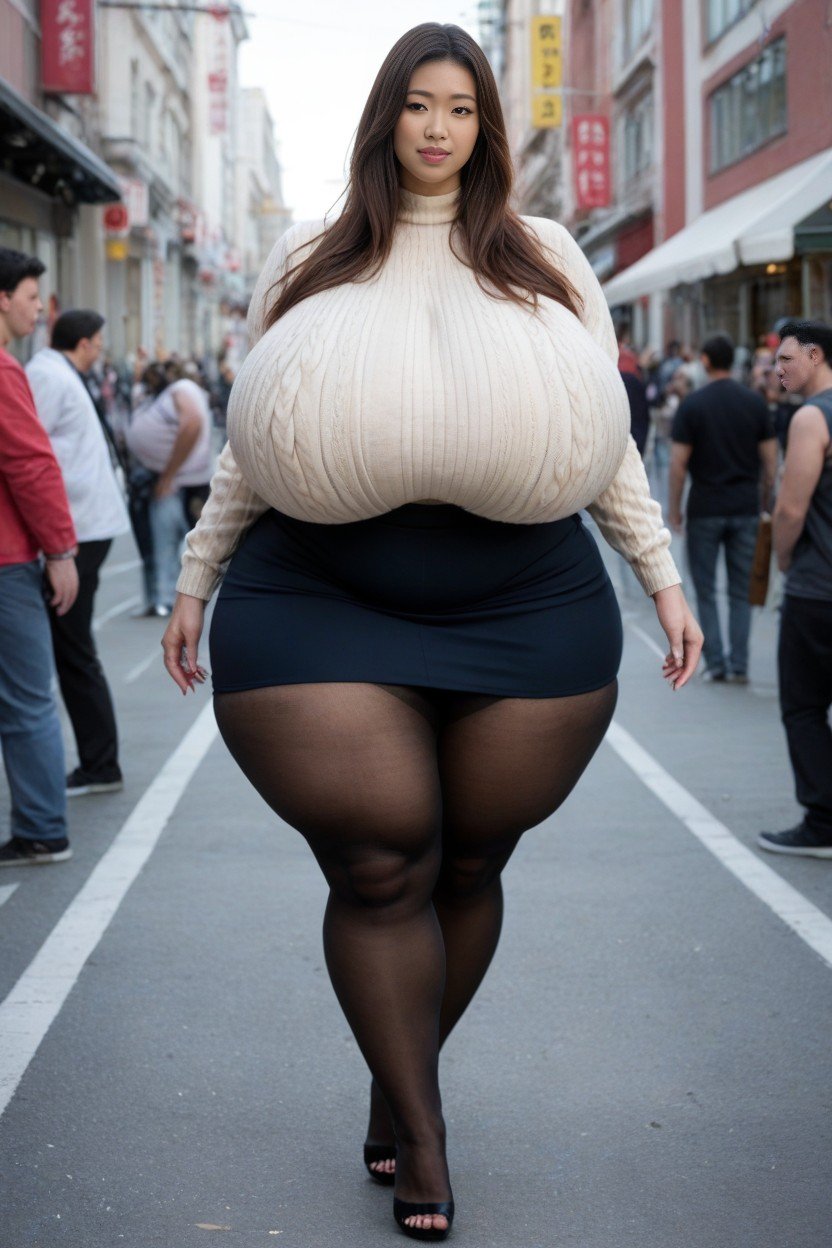 Giantess, Fully Clothed, 巨乳人妖AI色情