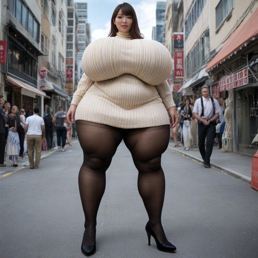 아시아 여성, Giant Insane Massive Gigantic Breasts, Looking At ViewerAI 포르노