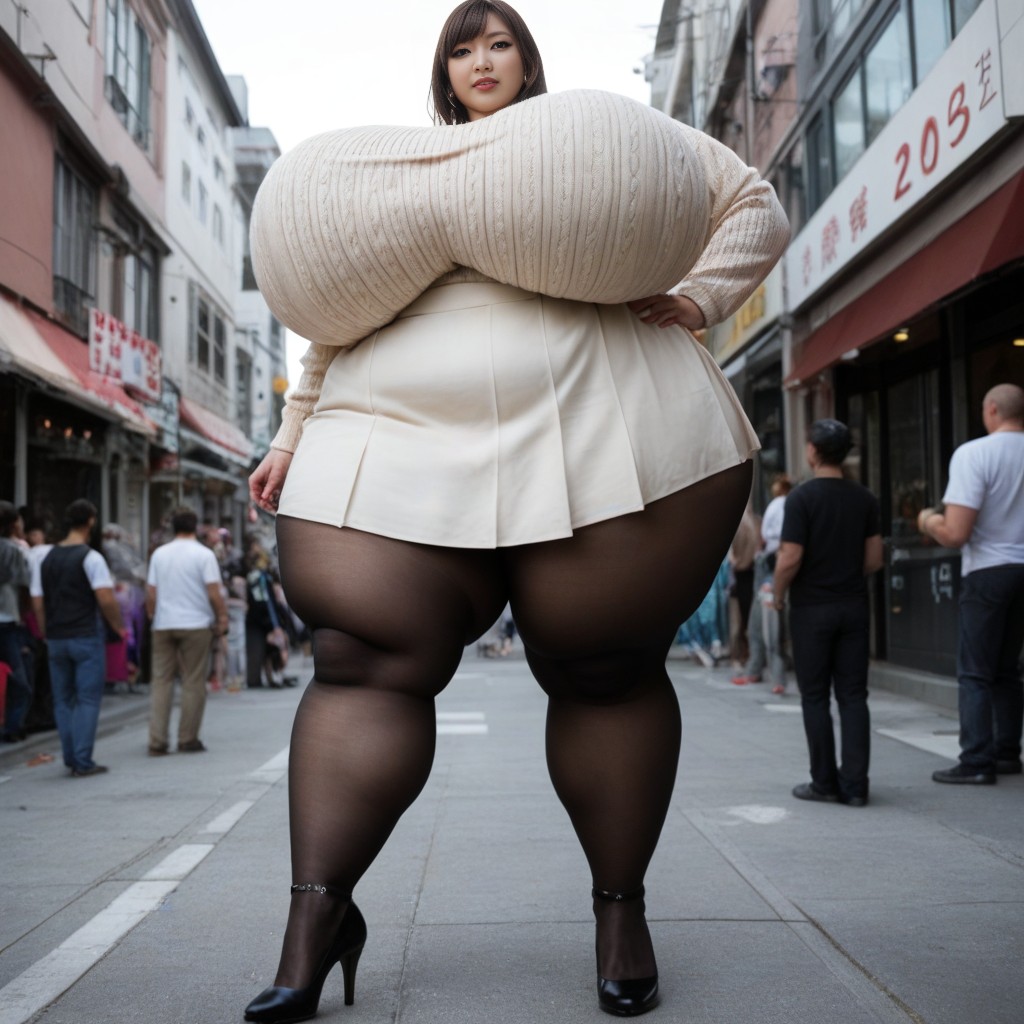 Long Legs, Disproportionately Huge Breasts, Saggy Breasts Longer Than Body AI Porn