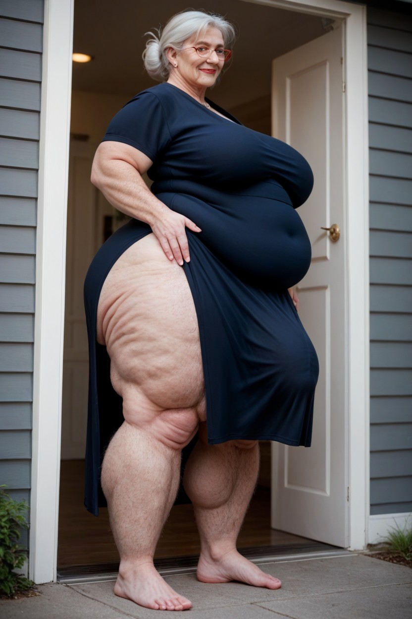 Extremely Large Ass, Huge Bulge Under Clothing, Bottom Up Shemale AI Porn