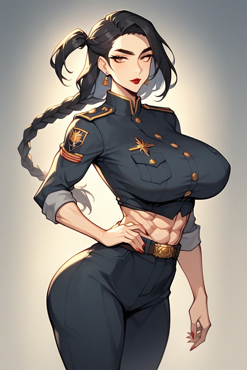 Her Hair Is Long Enough To Reach Her Waist, 巨臀, 巨乳AI黄漫