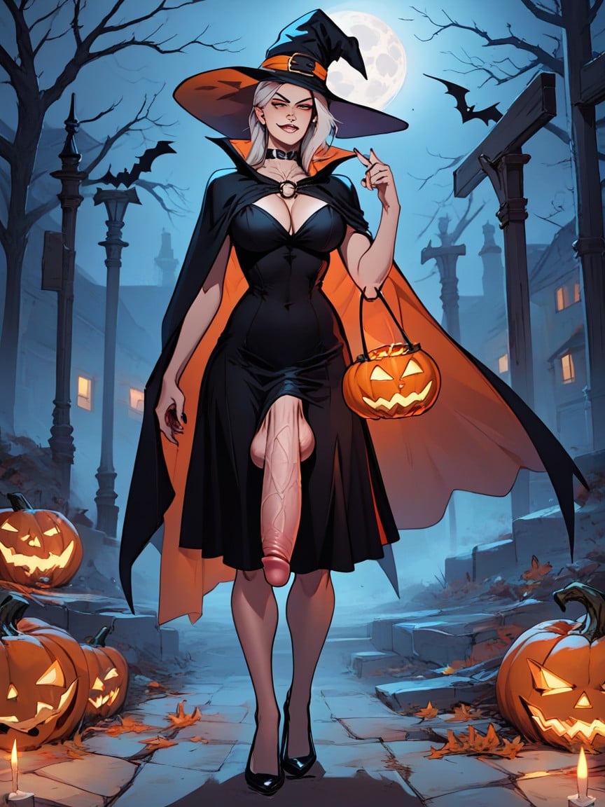 Futanari, Witch, Pumpkins AI Porn