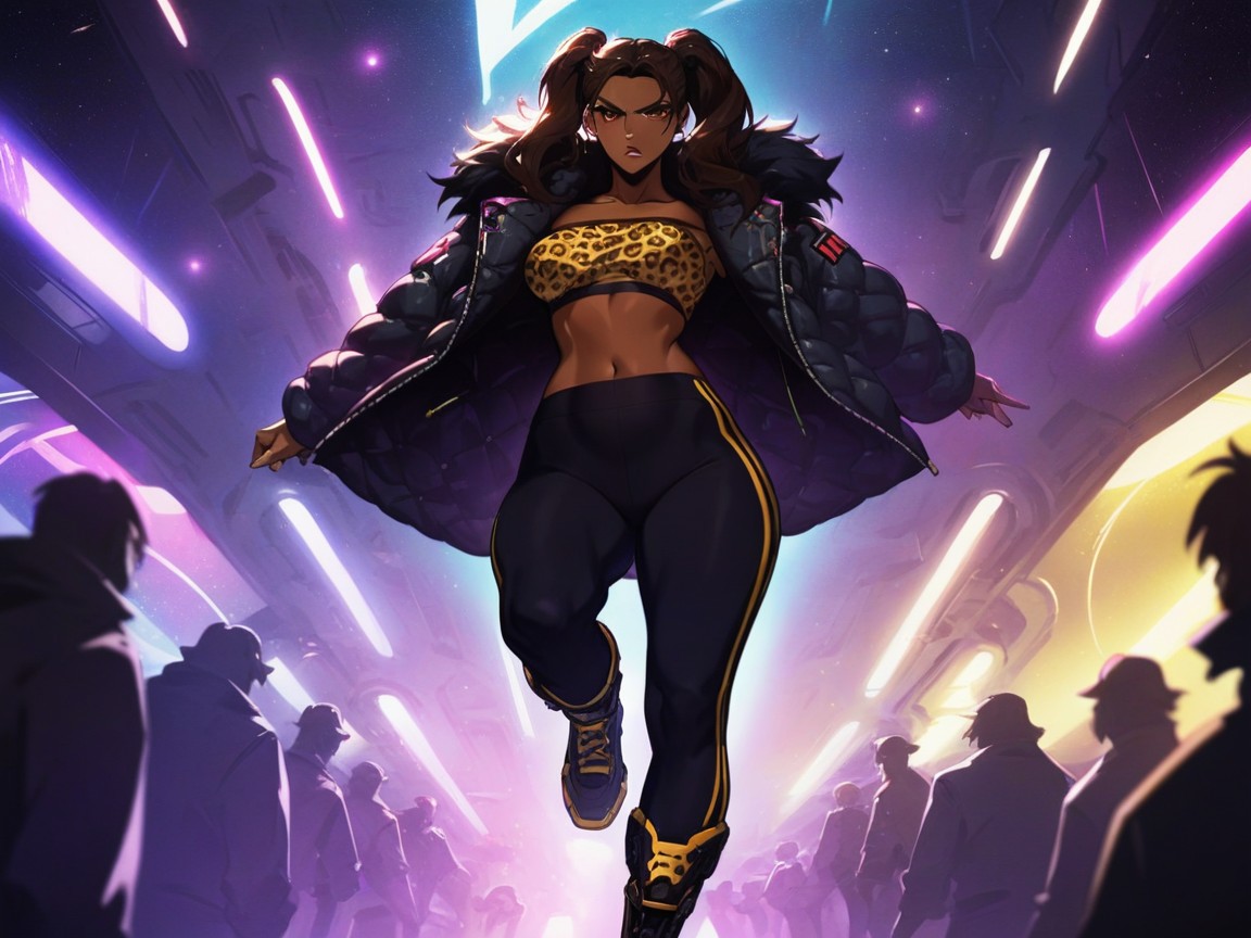Nsfw, Gapped Thighs, Neon Purple Background AI Porn