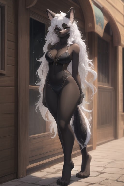 White Hair, Furry Long Hair, Cuerpo CompletoPorno AI Furry