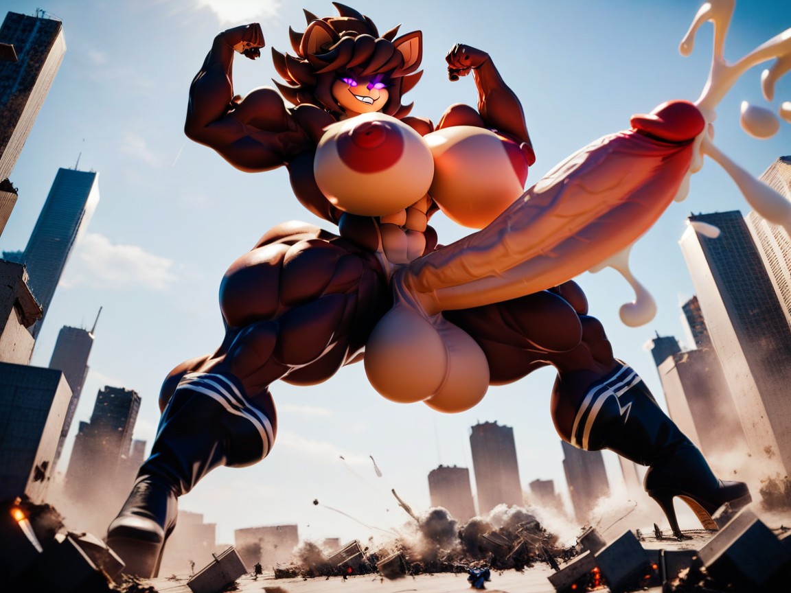 Naked, Huge Muscular Arms, Thick Thighs Furry AI Porn