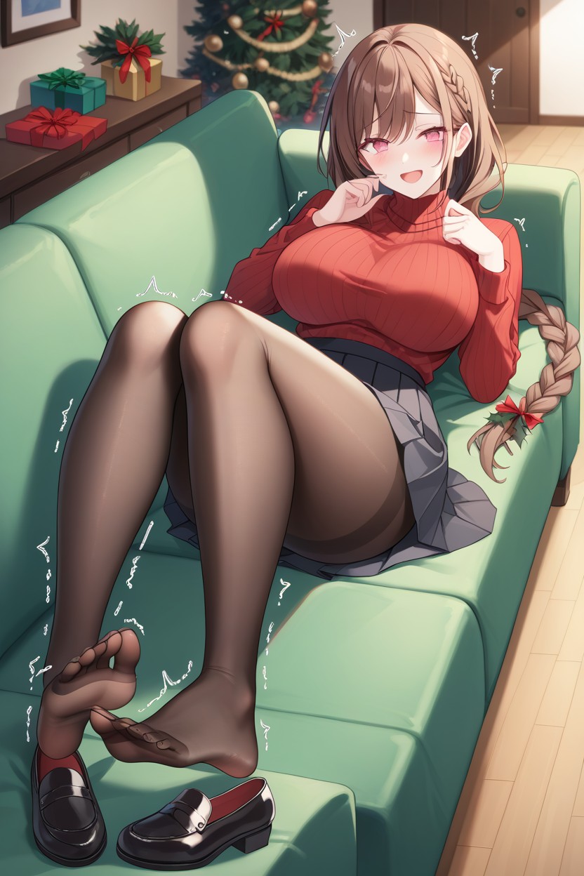 Red Sweater, Waist, Ample Breasts ヘンタイAIポルノ