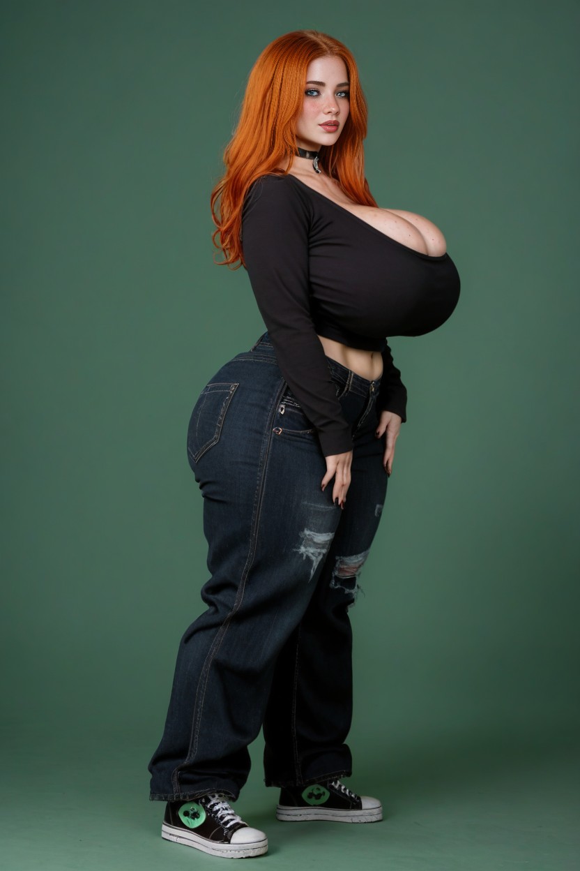 Blackhair, Large Ass, Ginger AI Porn