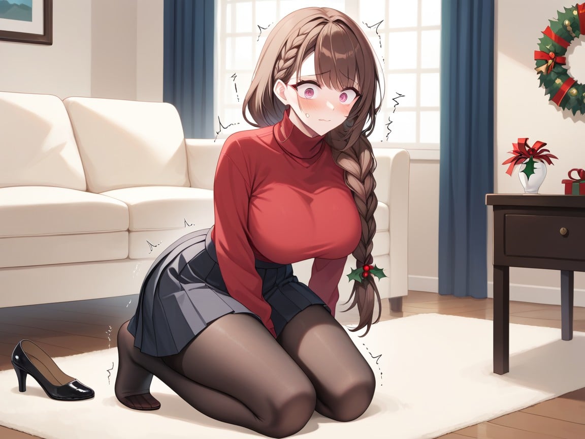Pale Skin, Living Room, Couch Hentai AI Porn