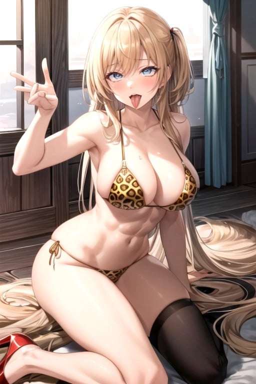 And Thong Leopard Bikini, アヘ顔, フィットAIポルノ