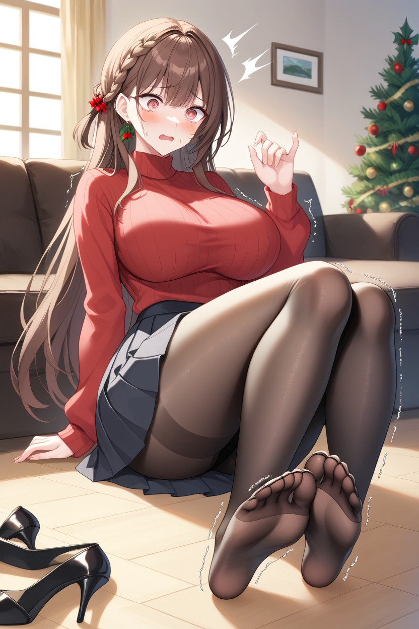 Hint Of Blush On Cheeks, Wide Hips, Fair Skin Hentai AI Porn