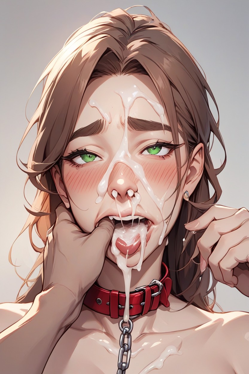 Cum Leaking Out Of Nose, Mouth Agape, Fingers In Mouth Hentai IA pornografia