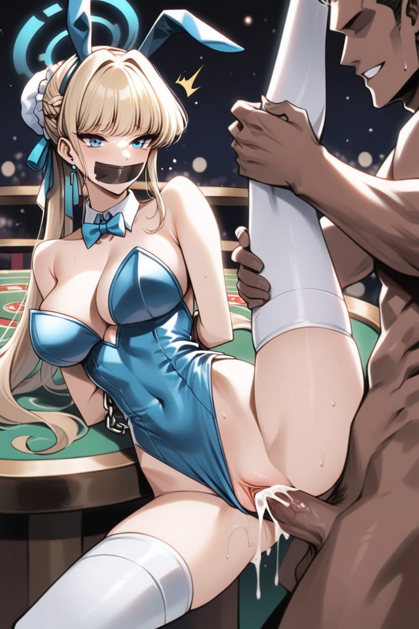 Royal Blue Bunny Costume, Rough Sex, Fucked By Dark Haired Man Hentai AI Porn