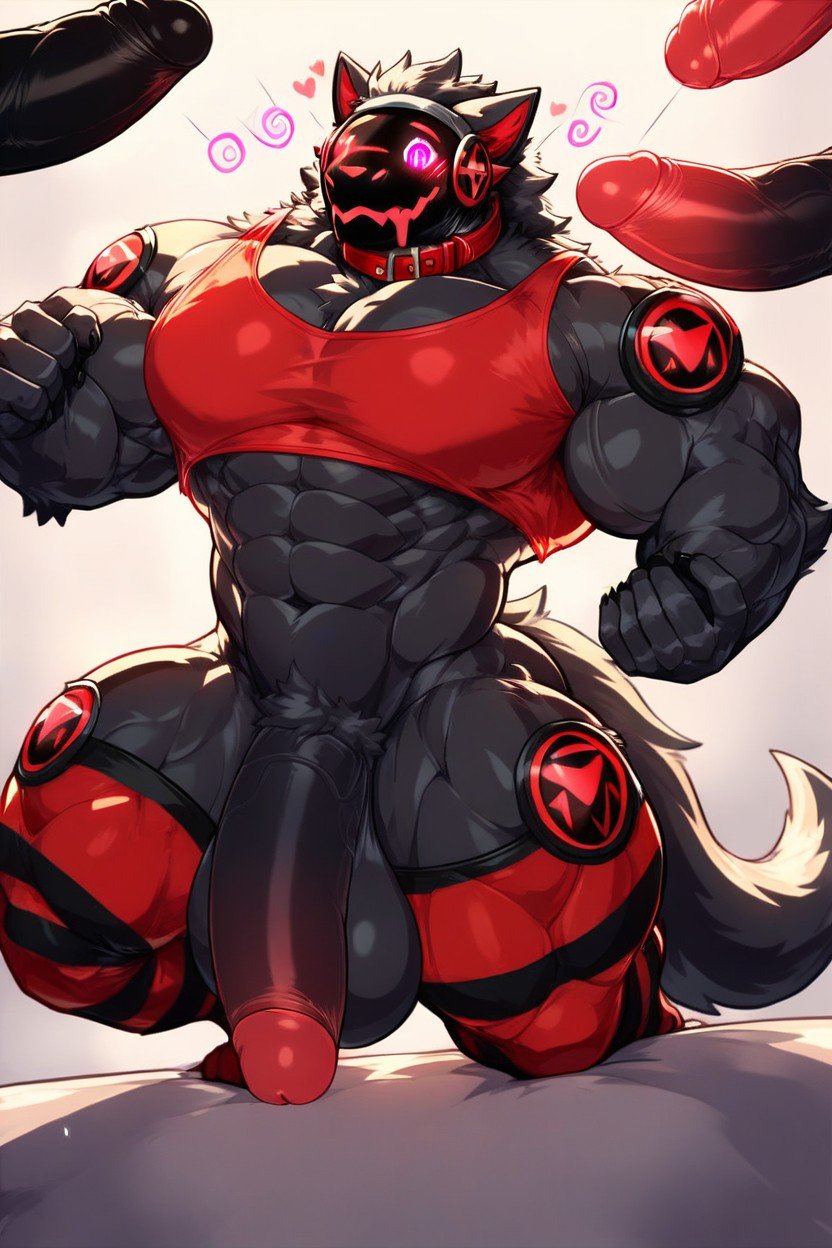 Penis Growth, Front View, MusclesPorno AI Furry