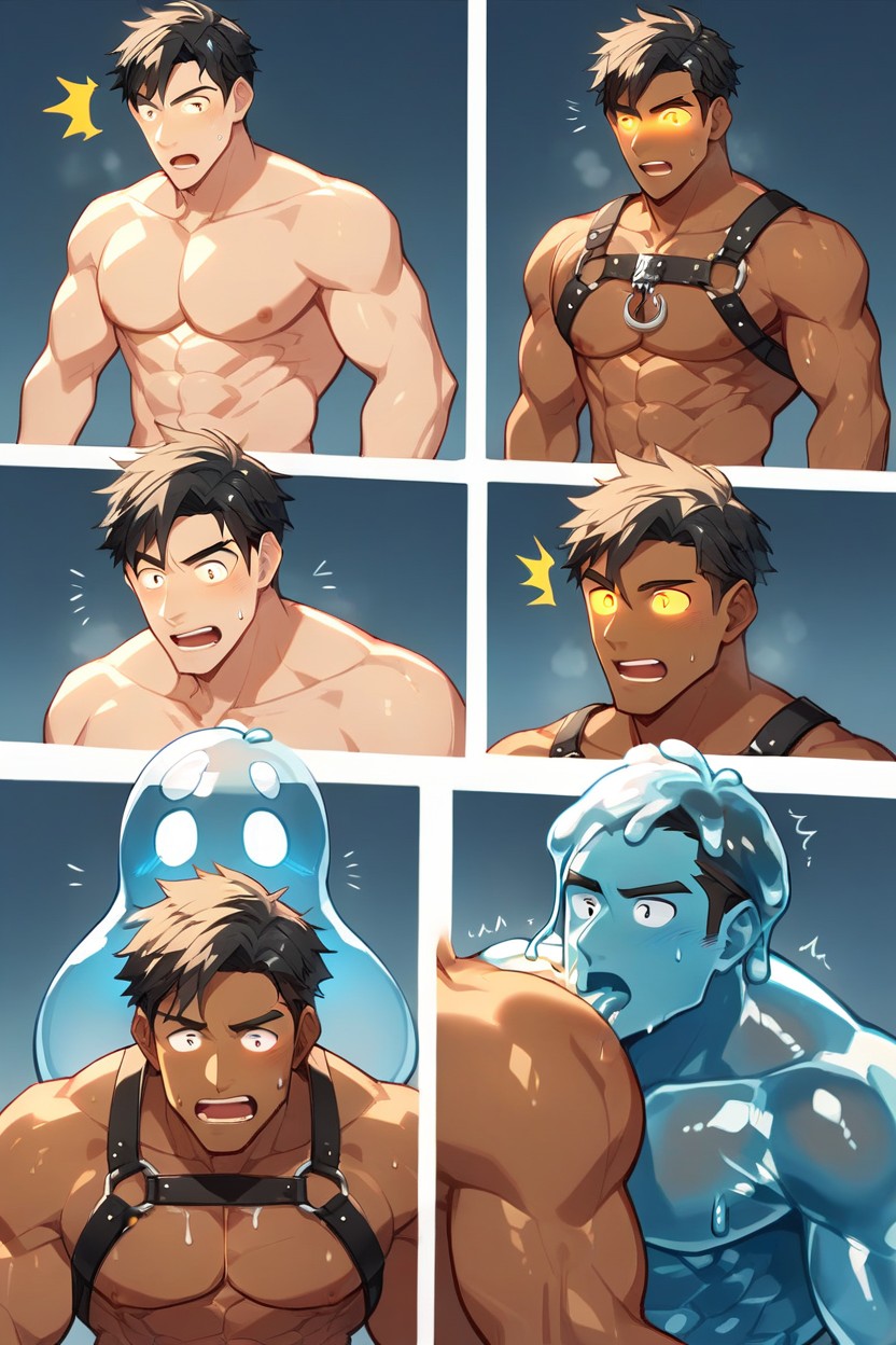 Liquid, Muscles, Naked AI Gay Porn