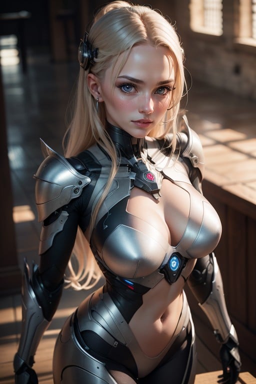 Vue De Face, Ange, Armure De RobotPorno IA