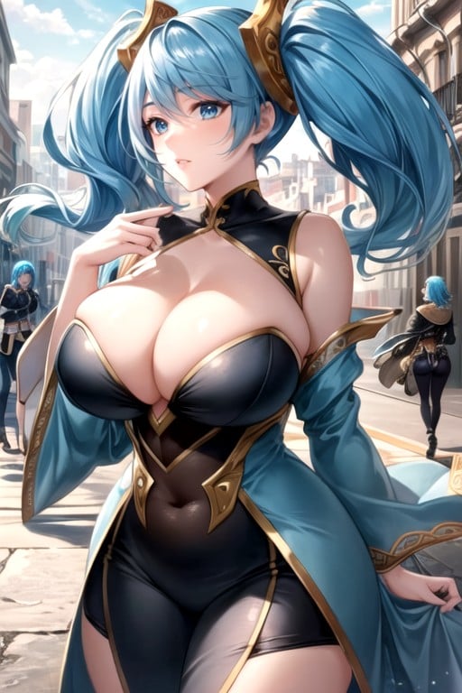 Sona (league Of Legends), City, Wind In Hair Hentai AI Porn