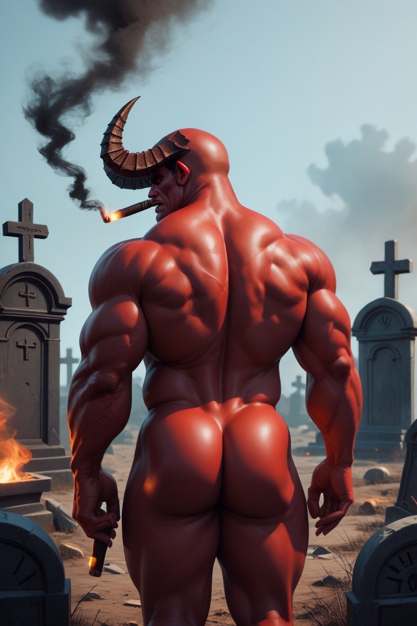 Rear View, Big Ass, Naked AI Gay Porn