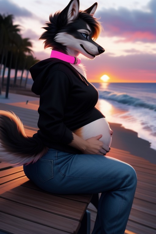 Black Hair, Boardwalk, Cute Furry AI Porn