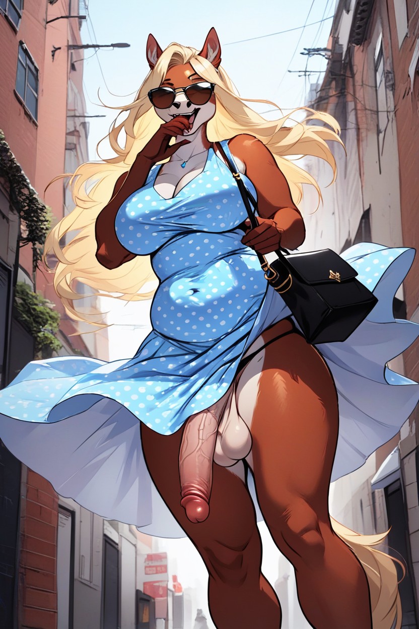 Vintage Polka Dot Dress, Summer Dress, Thick Furry AI Porn
