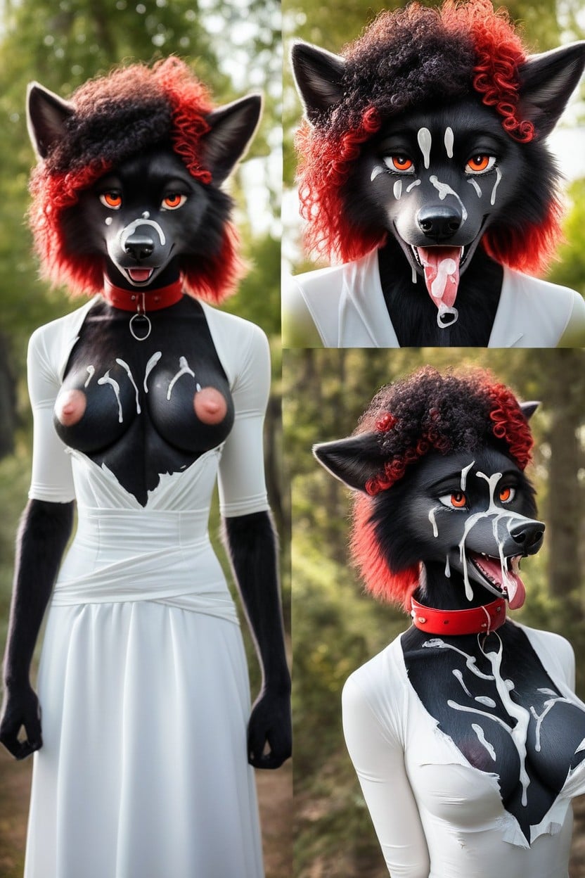 Red Collar, Wolf, Black Wolf Furry AI Porn
