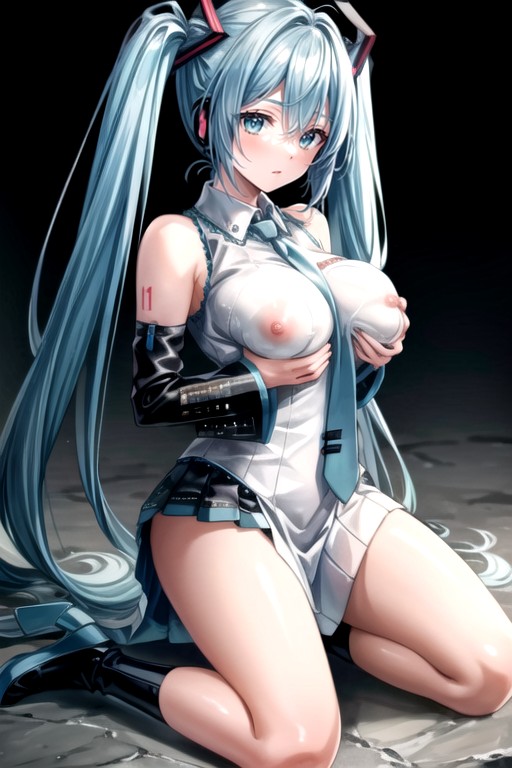 Kneeling, Hatsune Miku, Add Detail Shemale AI Porn