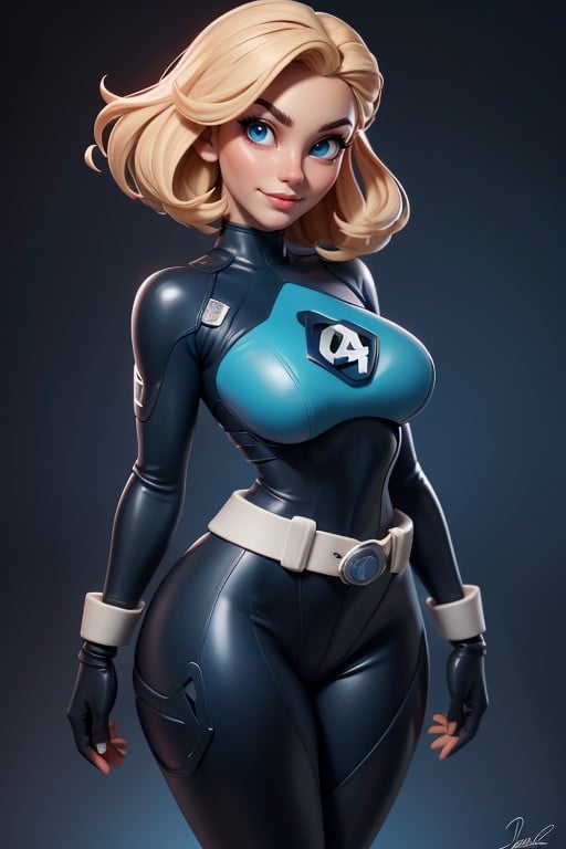 Dark Blue Latex Gloves, Mcu, Sexy Confident SmileAIポルノ