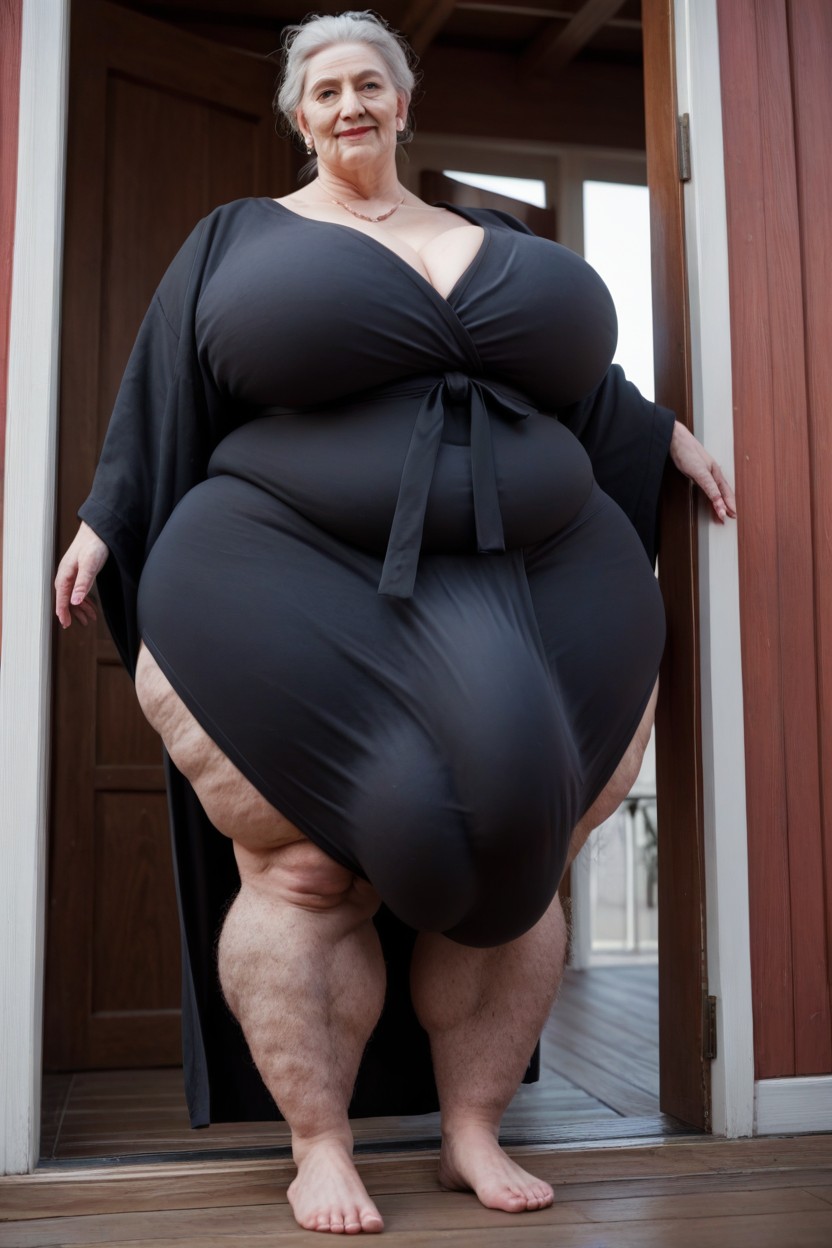 Ponytail, Standing On Her Front Porch, Gigantic Shemale AI Porn
