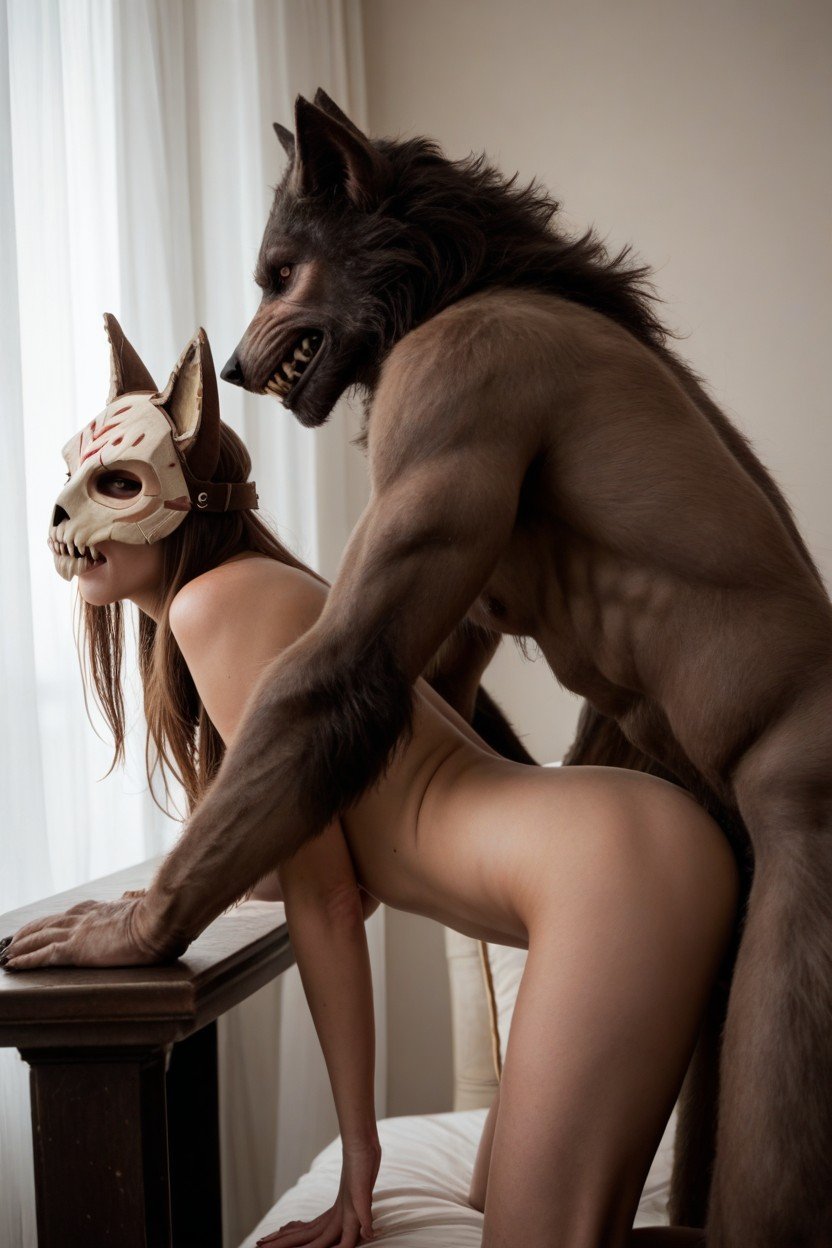 Werewolf Mask, Side View, Doggy Style VaginalPorno AI Furry