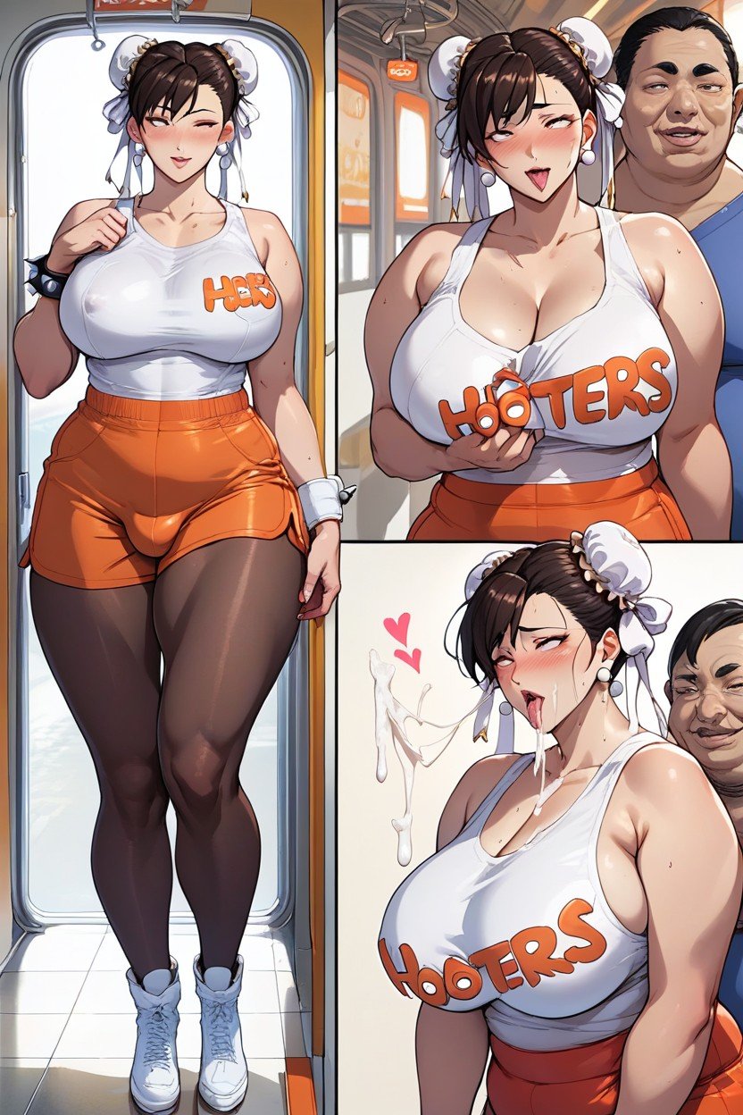 Ahegao, White Boxing Boots, Big BoobsAI 포르노