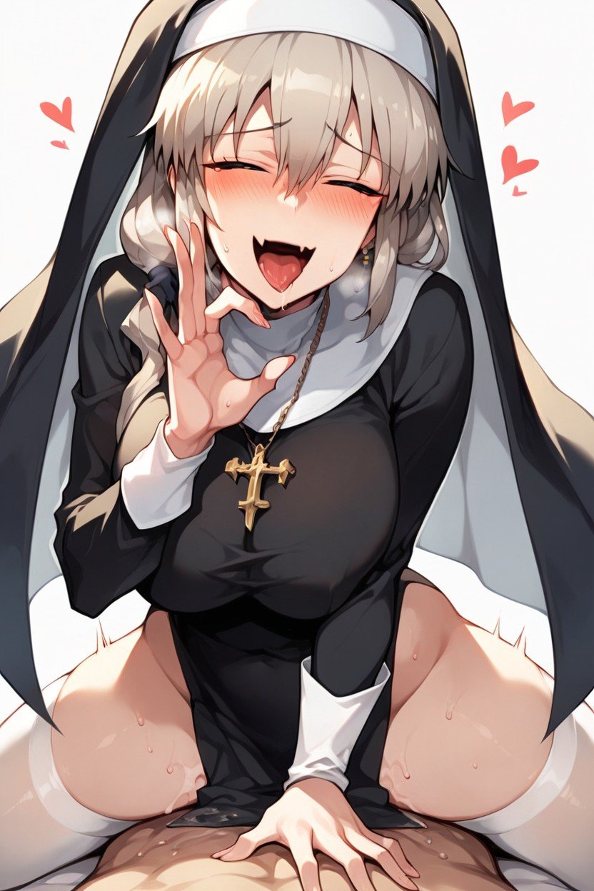 Blush, Tsuki Uzaki, Wet Slutty Nun OutfitPorno AI Hentai