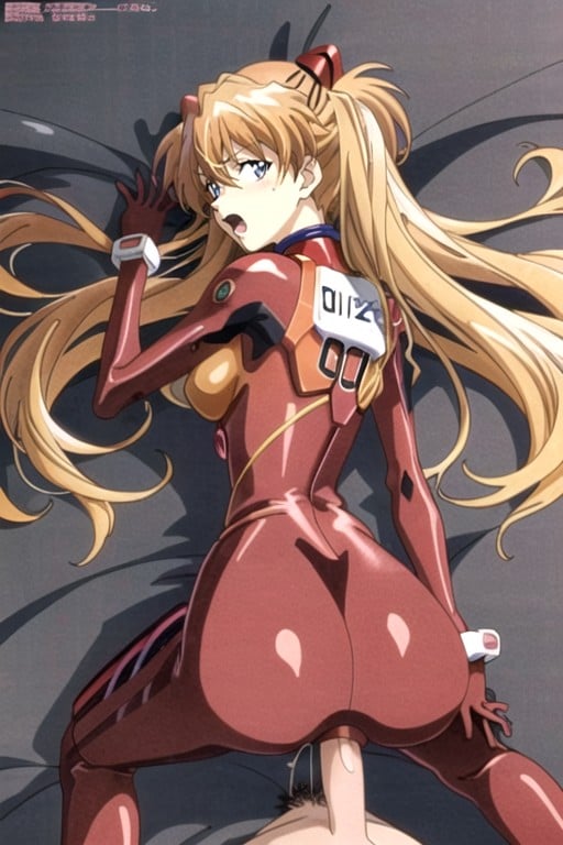 Asuka (evangelion), Doggystyle (pov), 90s Style  AI Porn