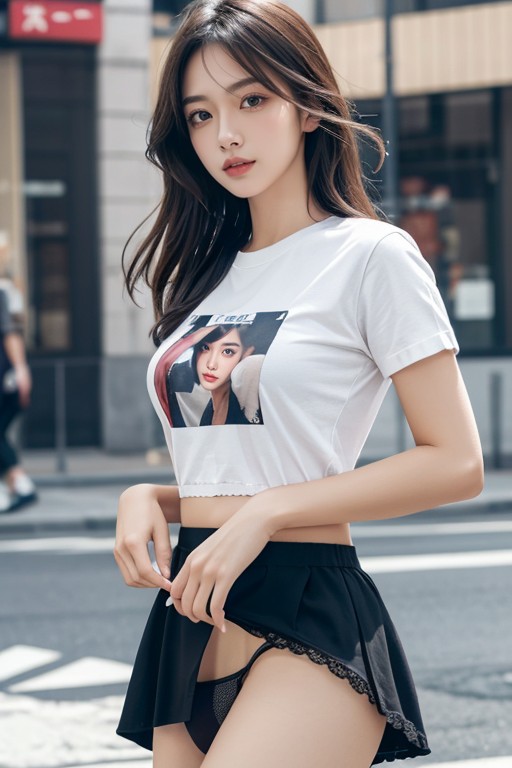 T-shirt, Street, Show Panty퍼리 AI 포르노