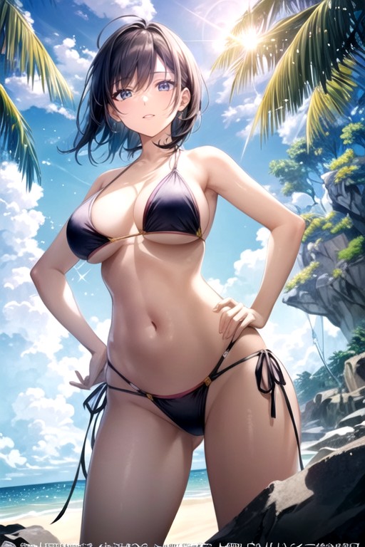 Slingshot Bikini, Beach, Hands On Hips Hentai AI Porn