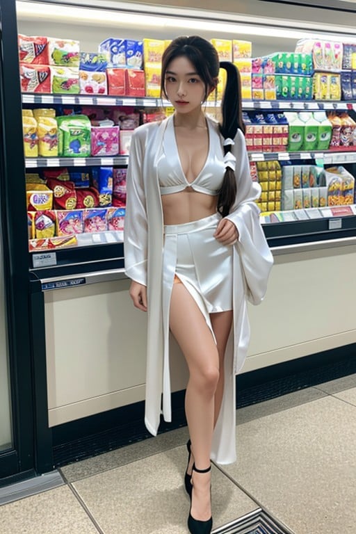 Convenience Store, Pigtails, Stockings AI Porn