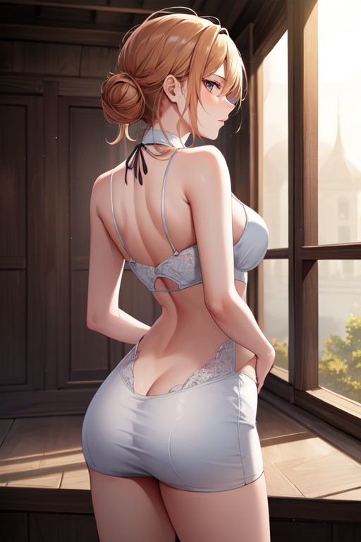 Arms Crossed, Hair Bun, Dawn AI Porn