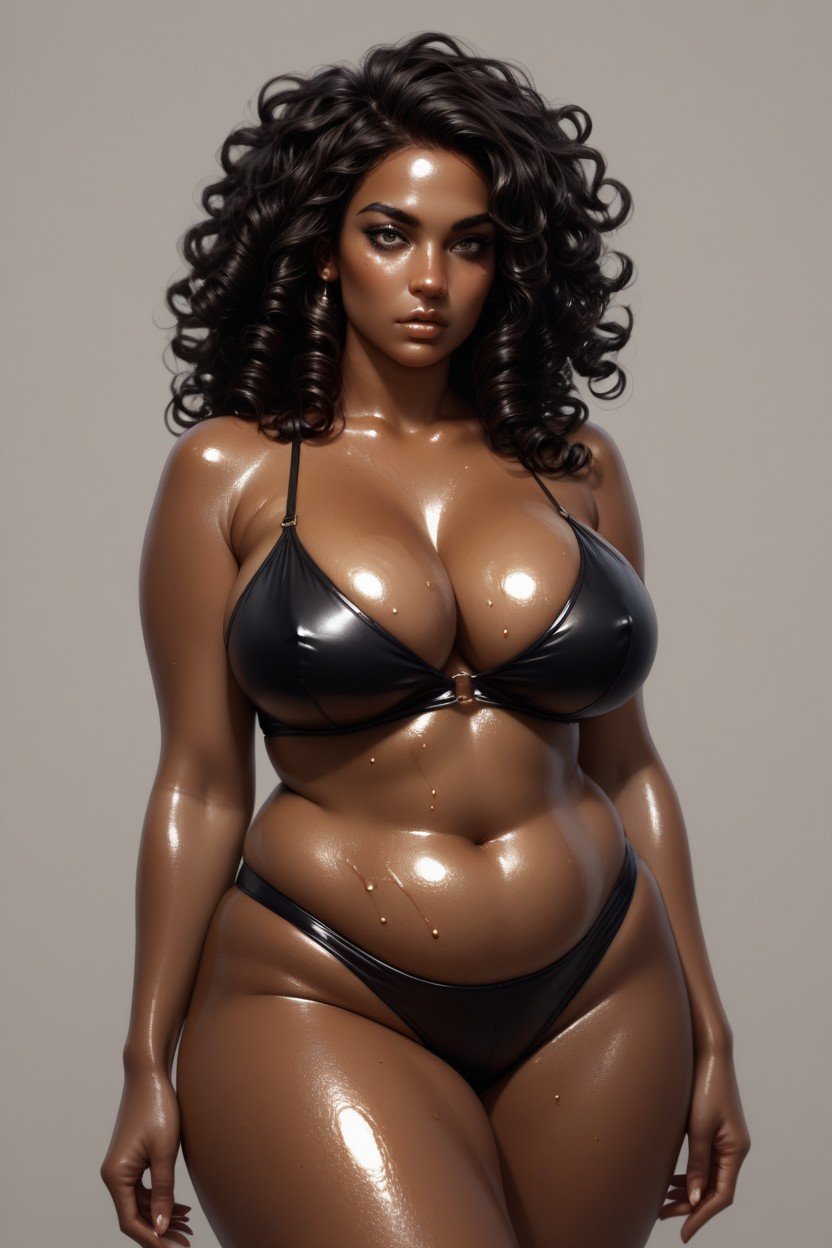 Oiled Skin, Dark Brown Skin, Large Ass AI Porn