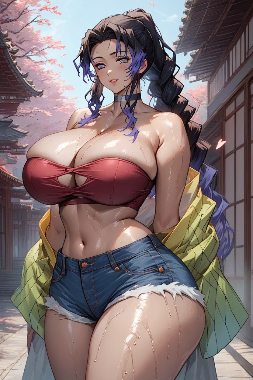 Round Hips, Strapless Top, Wet Body Hentai AI Porn