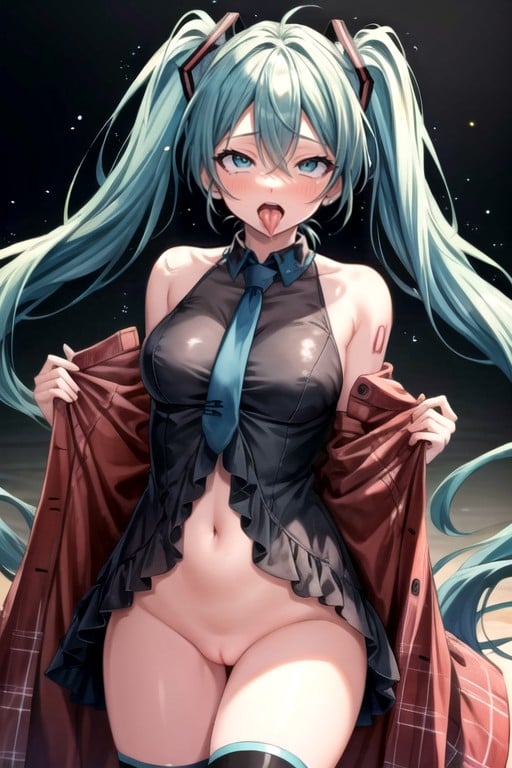 Hatsune Miku, Looking At Viewer, Exhibitionism AI Porn