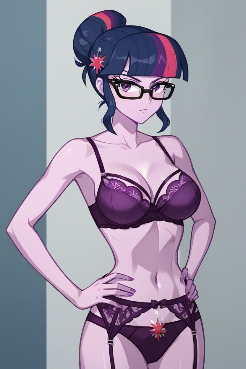 Square Glasses, Moño, Twilight Sparkle From Equestria GirlsPorno AI