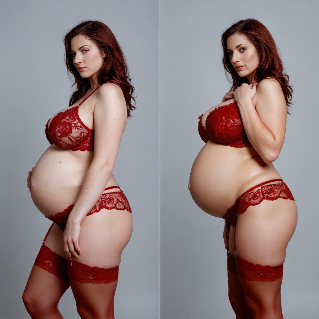 Thick, Comparison, Red Lace Lingerie AI Porn