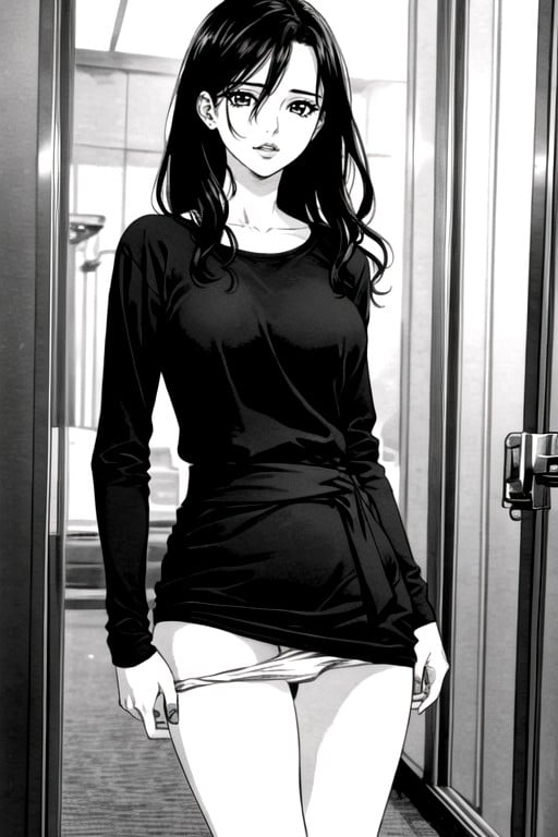 Straight, Black & White Manga, 1 Person AI Porn