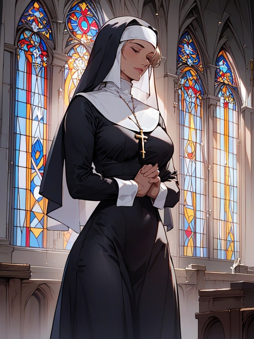 Nun, Waist Shot, Church AI Porn