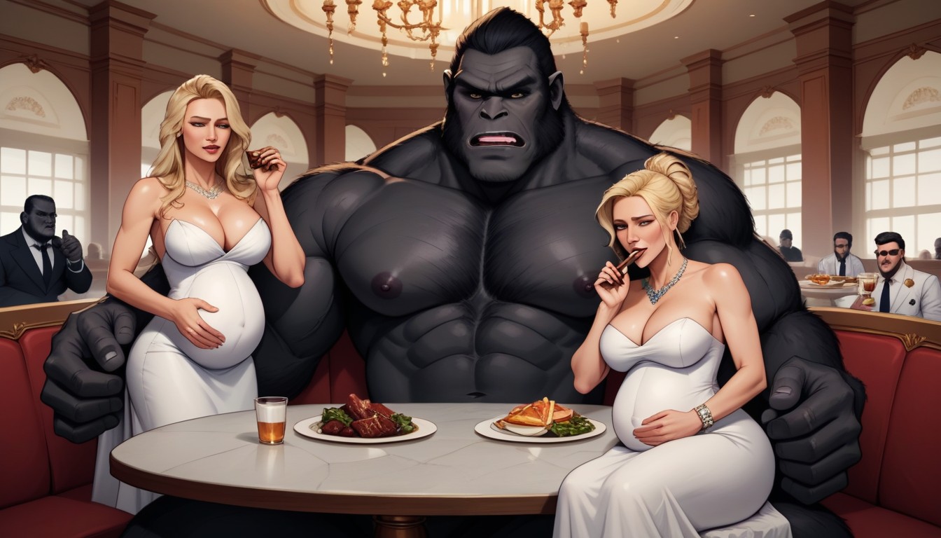 Many People Around, Gorilla Huge Arms, Blonde Hair AI Gay Porn