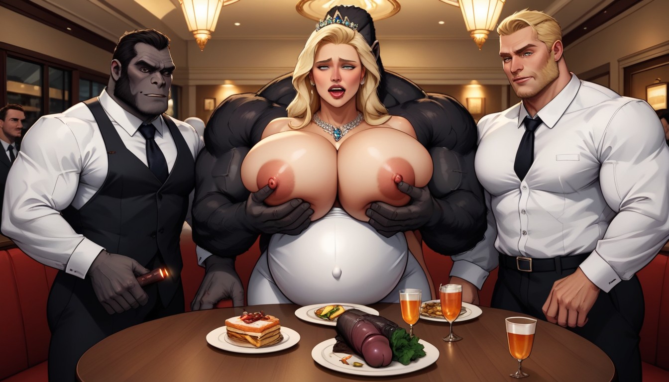 Gorilla Muscular, Gorilla, Dining Table AI Gay Porn